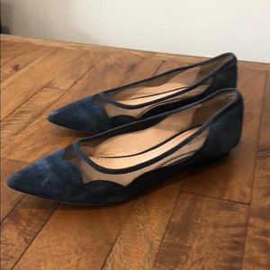 Pour la Victoire blue suede pointed flats Sz 8.5